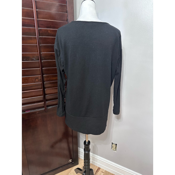 Vince Camuto Womens Casual Top Black Long Sleeve V Neck Knit M New - Picture 4 of 8
